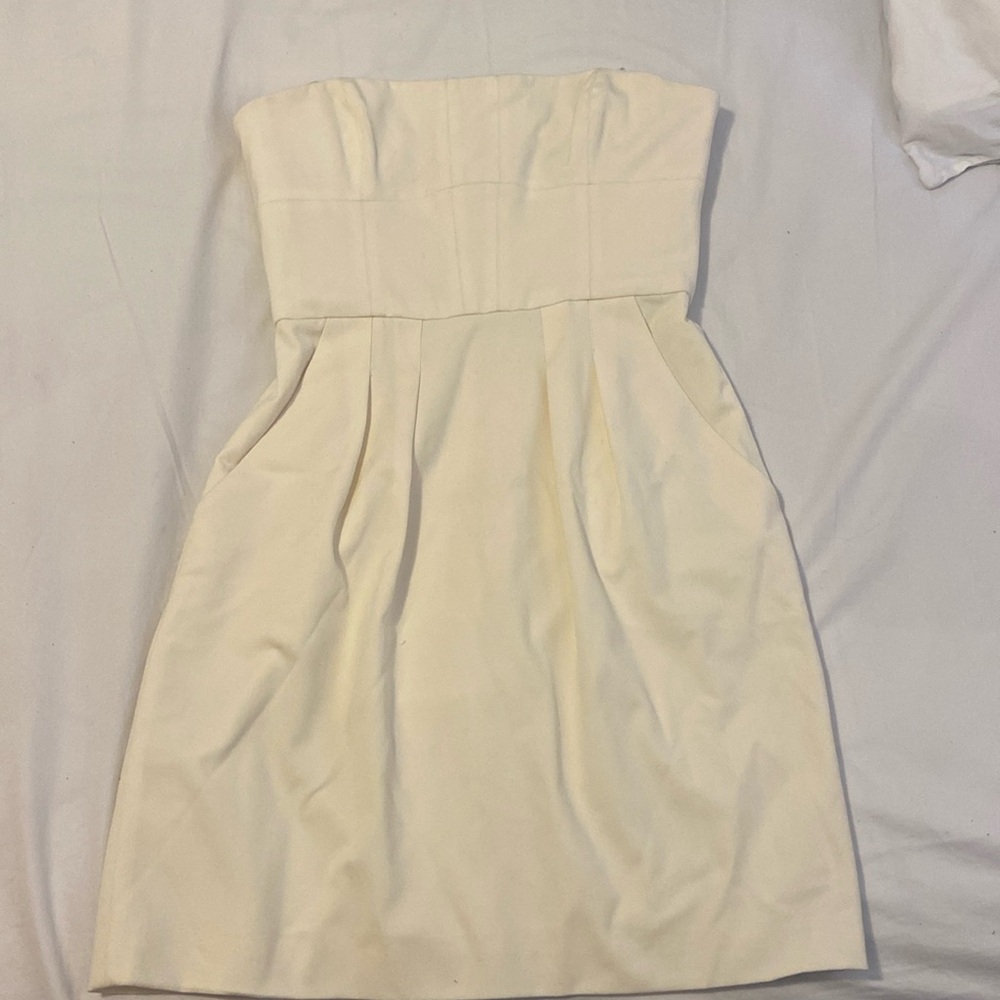 BCBG off white strapless dress. Size 6